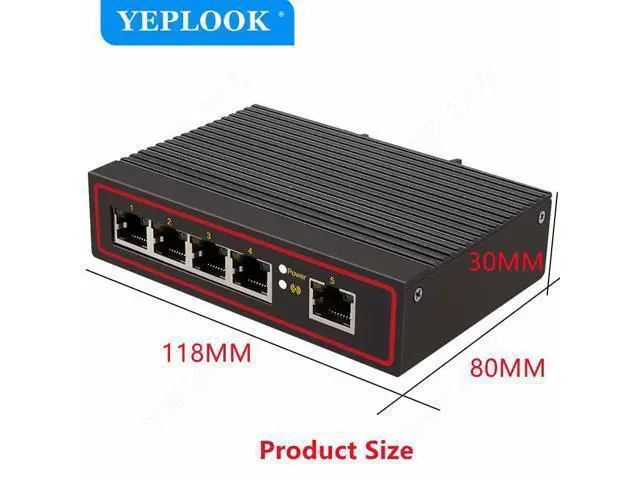Alt view image 3 of 7 - 5 Ports RJ45 10/100Mbps Industrial Ethernet Switch Network Switch Signal Strengthen DIN Rail Type Support DC 5V-58V