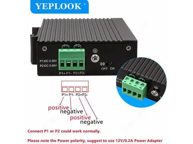 Alt view image 4 of 7 - 5 Ports RJ45 10/100Mbps Industrial Ethernet Switch Network Switch Signal Strengthen DIN Rail Type Support DC 5V-58V