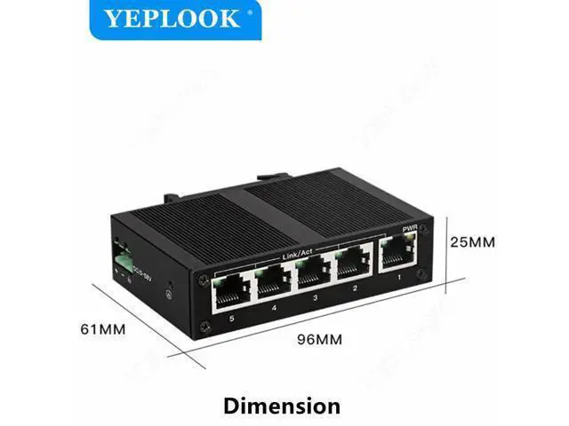 Alt view image 3 of 7 - 5 Ports RJ45 10/100Mbps Industrial Switch, Ethernet Network Switch, Support DC 5V-58V Input, Plug and Play, Lightning Protection