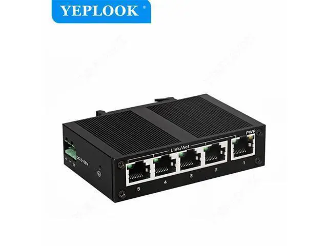 Alt view image 2 of 7 - 5 Ports RJ45 10/100Mbps Industrial Switch, Ethernet Network Switch, Support DC 5V-58V Input, Plug and Play, Lightning Protection