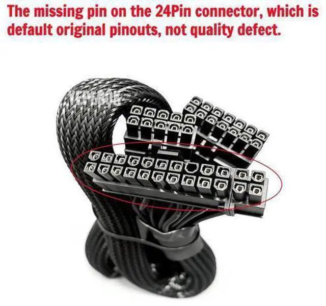 Alt view image 5 of 6 - 14+10Pin to 24Pin ATX Main Motherboard Power Cable for Corsair HX1200i, HX1000i, HX850i, HX750i, HX650i, HX-i Type 3 Modular Powers PSUs, 18AWG Sleeved Net 60CM / 23.62 inch / 1.97ft.