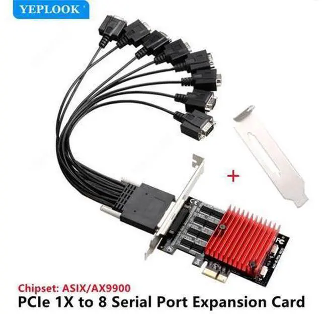 Main image of PCIe 1X to 8 Serial Port DB9 RS232 Expansion Card Adapter Chip ASIX AX9900 for PC, Touch Screen, Scanner, Printer, Modem, Reader