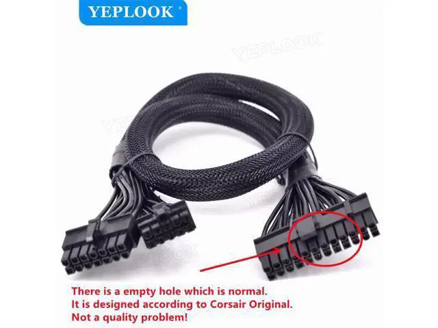 Alt view image 3 of 7 - 14Pin+10Pin to 24Pin 20+4Pin Power Supply Cable Sleeved For Corsair AX760i/AX860i/AX1200i/AX1500i AXi Series Full Modular PSU