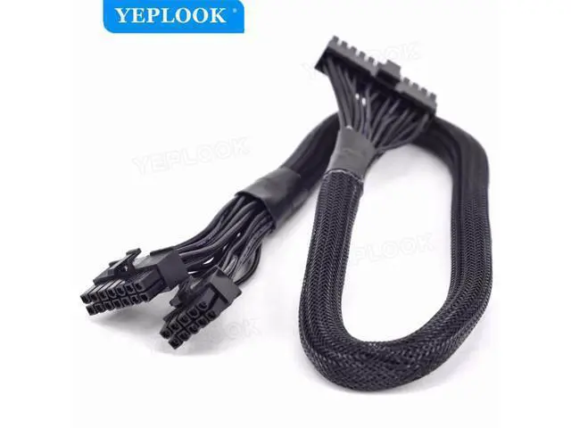 Alt view image 6 of 7 - 14Pin+10Pin to 24Pin 20+4Pin Power Supply Cable Sleeved For Corsair AX760i/AX860i/AX1200i/AX1500i AXi Series Full Modular PSU