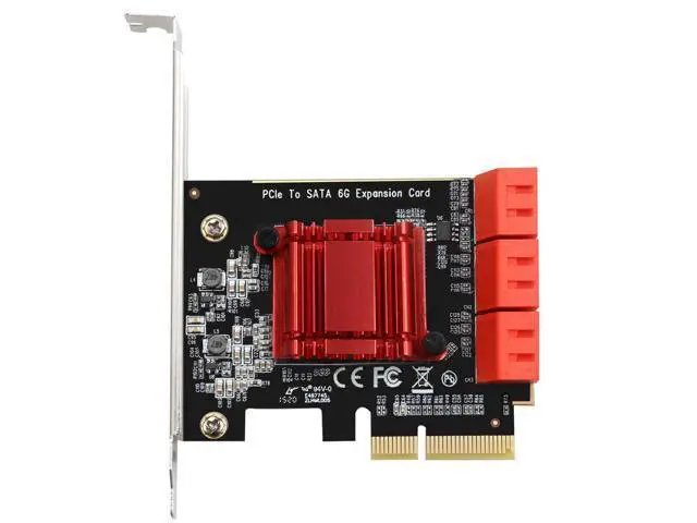 Alt view image 5 of 7 - PCIe 4x to 6 Port SATA3.0 6Gbps PCIe to SATA Adapter Controller Expansion Card ASM1166 Chipset for HDD SSD with 8cm/12cm Bracket