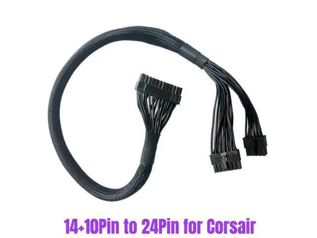 Alt view image 5 of 6 - 14+10Pin to 20+4Pin 24Pin ATX Main Motherboard Power Cable for CORSAIR HX750i, HX850i, HX1000i, HX1200i HXi Type 3 Modular Power Supply Unit PSU, 18AWG 60CM