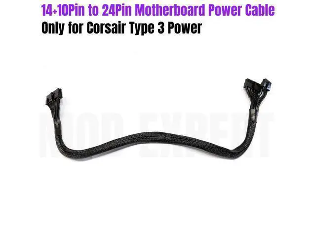 Alt view image 6 of 6 - 14+10Pin to 20+4Pin 24Pin ATX Main Motherboard Power Cable for CORSAIR HX750i, HX850i, HX1000i, HX1200i HXi Type 3 Modular Power Supply Unit PSU, 18AWG 60CM