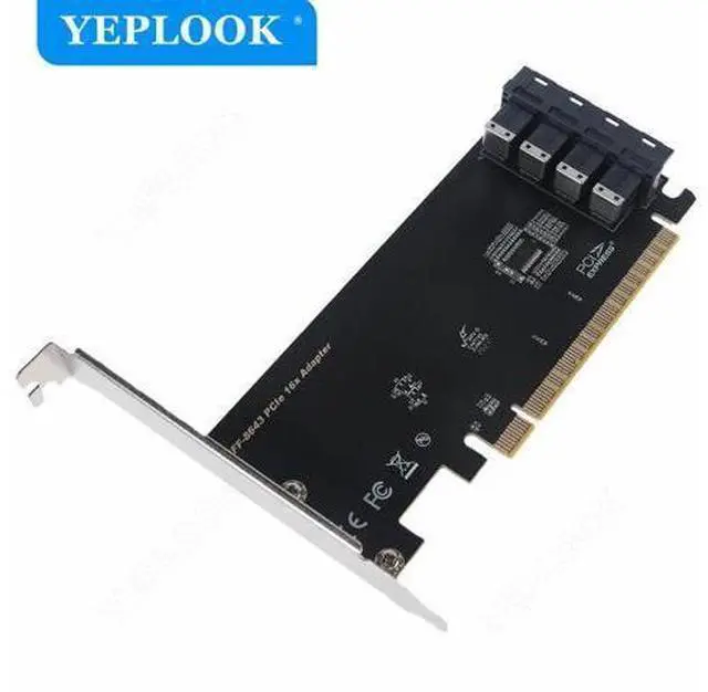 Main image of PCIe 3.0 16X to 4 Ports U.2 SFF-8643 Adapter Card for NVMe 2.5 Inch NVMe SSD Converter Hard Disk for Desktop PC Driver Free