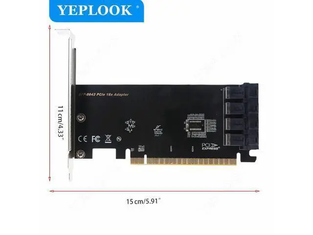Alt view image 6 of 7 - PCIe 3.0 16X to 4 Ports U.2 SFF-8643 Adapter Card for NVMe 2.5 Inch NVMe SSD Converter Hard Disk for Desktop PC Driver Free