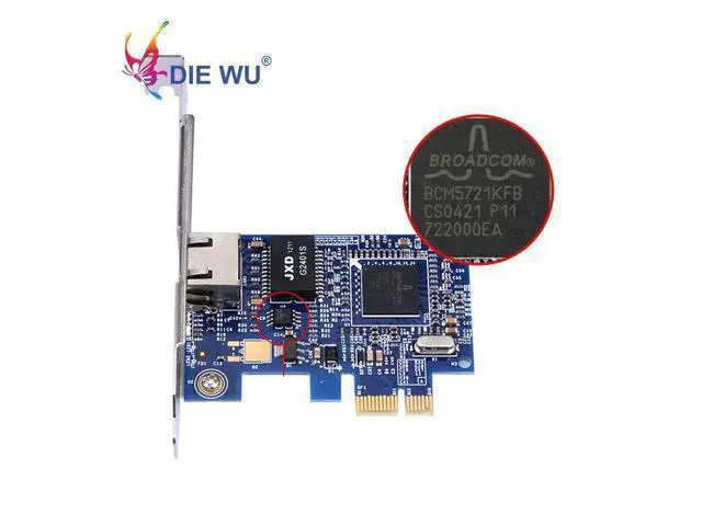 Alt view image 2 of 5 - Network card with Boardcom BCM5721 chip PCI-E Desktop 1 Gigabit Ethernet Network Card Adapters Slot RJ45 NIC
