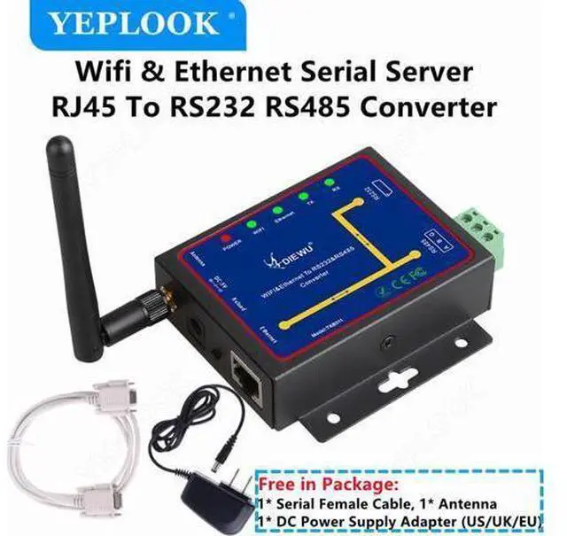 Main image of WiFi RJ45 Ethernet to RS232 RS485 Serial Server Converter 2.4GHz Support WatchDog Modbus Gateway TCP/UDP/HTTP IP P2P Chipset MTK
