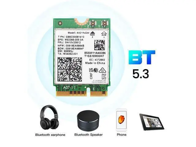 Alt view image 6 of 7 - WiFi 6E AX211NGW Tri-Band 2.4G/5G/6Ghz Wireless Network Wifi Card Adapter for Bluetooth 5.2 AX211 M.2 KeyE CNVio Windows11 with 1x Antenna & 1x Cable