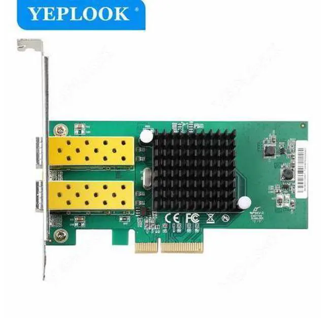 Alt view image 2 of 7 - 2 Port SFP Network Card PCIe 4X 1000Mbps 1G Fiber Optic Gigabit Ethernet Lan Adapter for Desktop Server Card Chipset Intel 82576