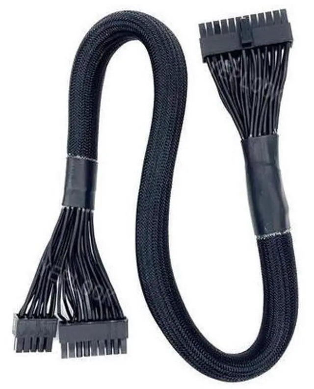 Alt view image 2 of 7 - 18+10Pin to 24Pin Sleeved Net, ATX Main Motherboard Power Cable for CORSAIR HX750, HX850, HX1000, HX1200 PLATINUM Type 4 Modular
