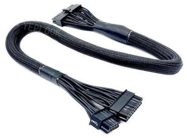 Alt view image 4 of 7 - 18+10Pin to 24Pin Sleeved Net, ATX Main Motherboard Power Cable for CORSAIR HX750, HX850, HX1000, HX1200 PLATINUM Type 4 Modular