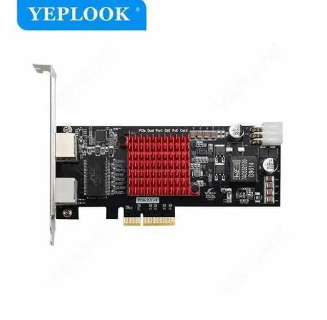 Alt view image 2 of 7 - PCI-E 4x to 2 Ports POE Camera Visual Capture Card 10/100/1000Mbps PCIe Gigabit Network Ethernet Converter Chipset Intel I350AM2