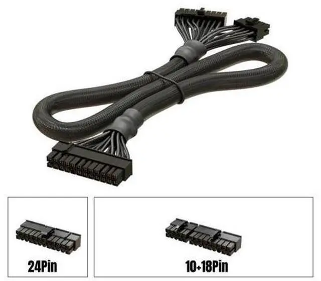 Alt view image 4 of 7 - 18+10Pin to 20+4Pin ATX 24Pin Main Power Supply Cable for SEASONIC FOCUS 80+ Gold SGX 850W, 750W, 650W, 550W, 500W, 450W Series Modular Power, 60CM 18AWG Sleeved Net