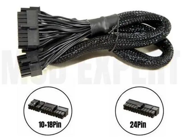 Alt view image 2 of 7 - 18+10Pin to 20+4Pin ATX 24Pin Main Power Supply Cable for SEASONIC FOCUS PLUS Gold 850W, 750W, 650W, 550W GX Series Modular Power, Sleeved Net 60CM 18AWG