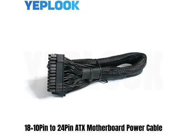 Alt view image 2 of 7 - 18+10Pin to 24Pin ATX 20+4Pin MB Main Motherboard Power Supply Cable for Seasonic PRIME Ultra Platinum PX-1000, PX-850, PX-750, PX-650, PX-550 Modular Power, Sleeved Net 60CM 18AWG