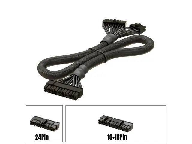 Alt view image 3 of 7 - 18+10Pin to 24Pin ATX 20+4Pin MB Main Motherboard Power Supply Cable for Seasonic PRIME Ultra Platinum PX-1000, PX-850, PX-750, PX-650, PX-550 Modular Power, Sleeved Net 60CM 18AWG