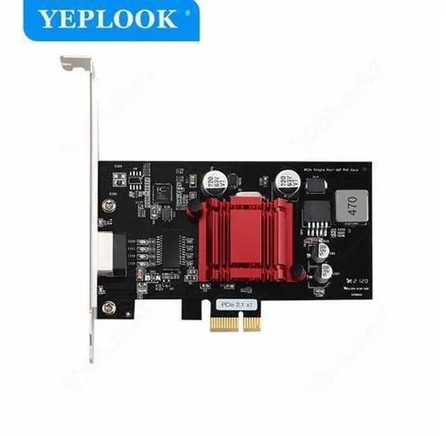 Alt view image 2 of 7 - PCIe 1x to Single POE Port Camera Visual Capture Card 10/100/1000Mbps Gigabit Network Card Ethernet Converter Chipset Intel I210