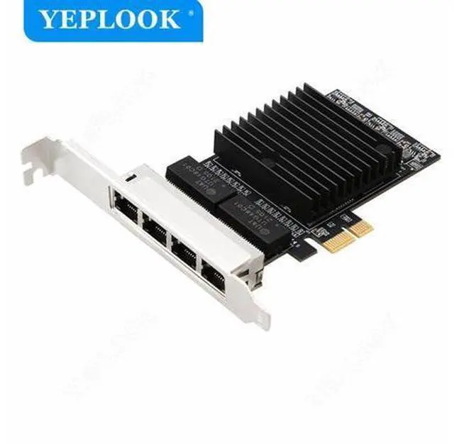 Main image of PCIe x1 4 Ports RJ45 10/100/1000Mbps Gigabit Ethernet Lan Network Card Chipset Intel 82571 with Heat Sink for Server Desktop