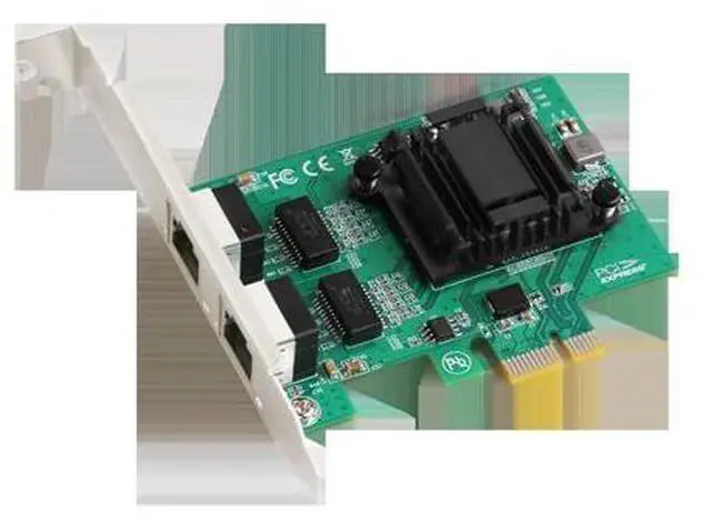 Alt view image 2 of 7 - PCIe x1 Dual RJ45 Gigabit Network Card 10/100/1000Mbps Ethernet Lan Wired Adapter ROS Chipset Intel 82571 for Desktop Server