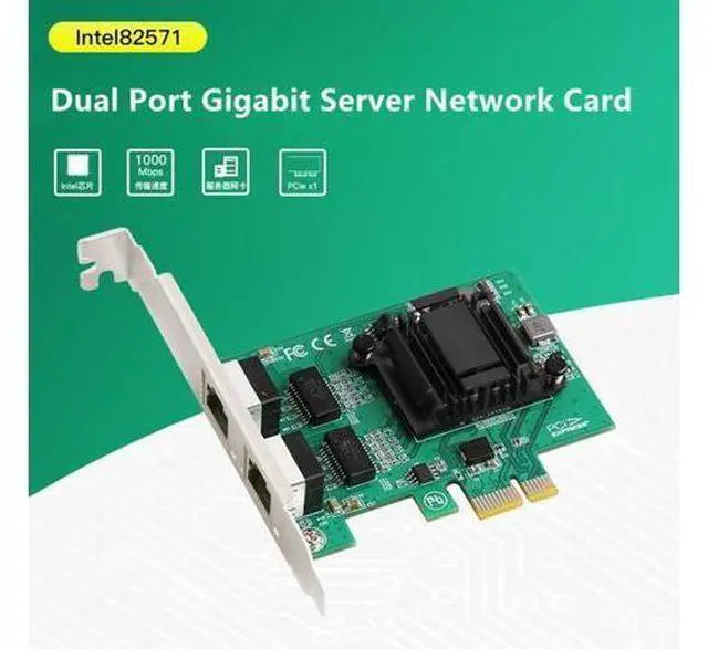 Main image of PCIe x1 Dual RJ45 Gigabit Network Card 10/100/1000Mbps Ethernet Lan Wired Adapter ROS Chipset Intel 82571 for Desktop Server