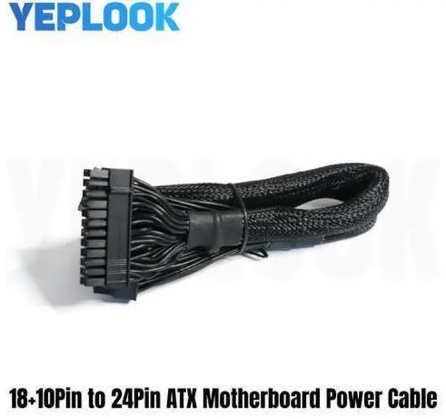 Alt view image 2 of 7 - 18+10Pin to 24Pin ATX 20+4Pin Motherboard MB Main Power Supply Cable for SEASONIC PRIME Platinum 1600W, 1300W, 1200W, 1000W, 850W PX Series Modular Power, 60CM 18AWG Sleeved Net