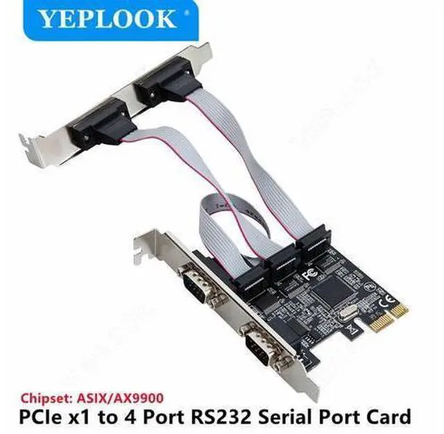 Main image of PCIe to 4 Ports DB9 RS232 COM Serial Port I/O PCI-E X1 Riser Card Expansion Adapter Chipset ASIX/AX9900 for Desktop PC Computer