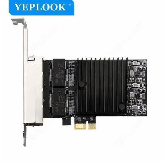 Alt view image 2 of 7 - PCIe x1 4 Ports RJ45 10/100/1000Mbps Gigabit Ethernet Lan Network Card Chipset Intel 82571 with Heat Sink for Server Desktop