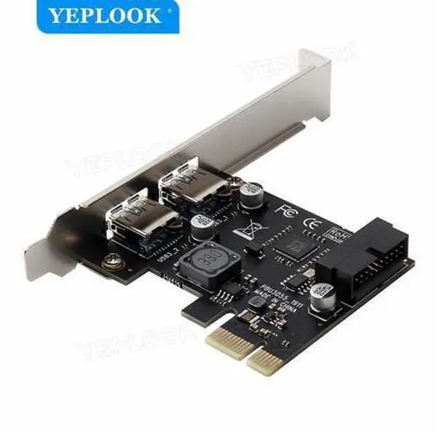 Alt view image 2 of 7 - PCIe to 2 Ports USB3.0 Expansion Card External Controller Adapter USB3.0 Hub 5Gbps Internal 19pin Header VL805 For Desktop
