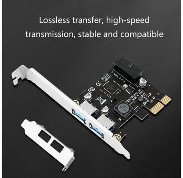 Alt view image 6 of 7 - PCIe to 2 Ports USB3.0 Expansion Card External Controller Adapter USB3.0 Hub 5Gbps Internal 19pin Header VL805 For Desktop