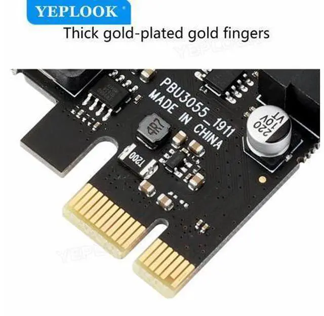 Alt view image 5 of 7 - PCIe to 2 Ports USB3.0 Expansion Card External Controller Adapter USB3.0 Hub 5Gbps Internal 19pin Header VL805 For Desktop