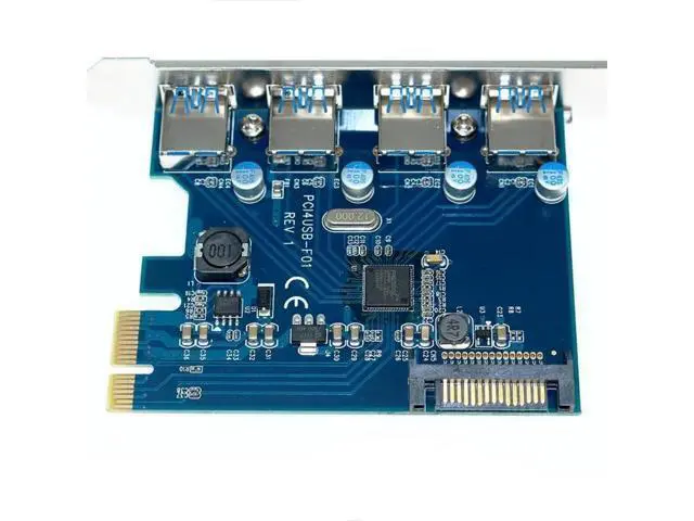 Alt view image 5 of 7 - PCIe to 4 Port USB 3.0 PCI-e Adapter PCI Express USB 3.0 4 Ports HUB 5.0Gbps 19Pin FL1100 Chipset