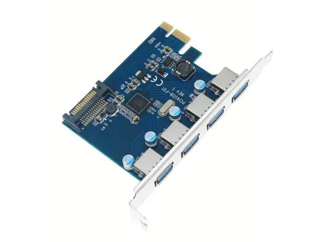Alt view image 6 of 7 - PCIe to 4 Port USB 3.0 PCI-e Adapter PCI Express USB 3.0 4 Ports HUB 5.0Gbps 19Pin FL1100 Chipset