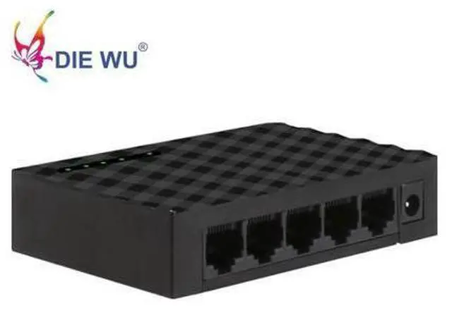 Main image of MINI 5 port Network Switch 10/100 mbps Fast Ethernet Desktop Network Adapter Black