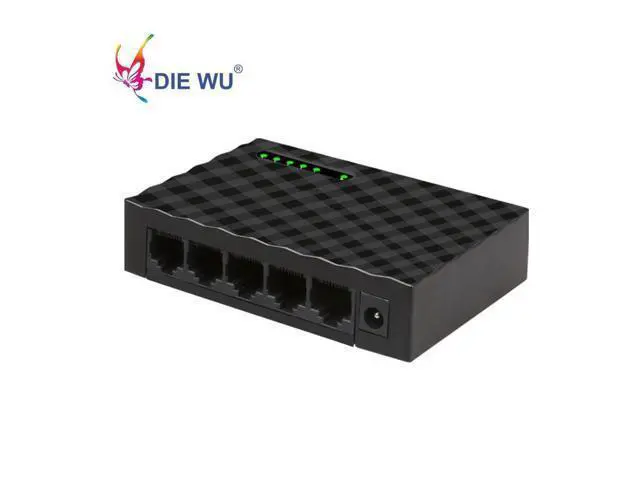 Alt view image 2 of 5 - MINI 5 port Network Switch 10/100 mbps Fast Ethernet Desktop Network Adapter Black
