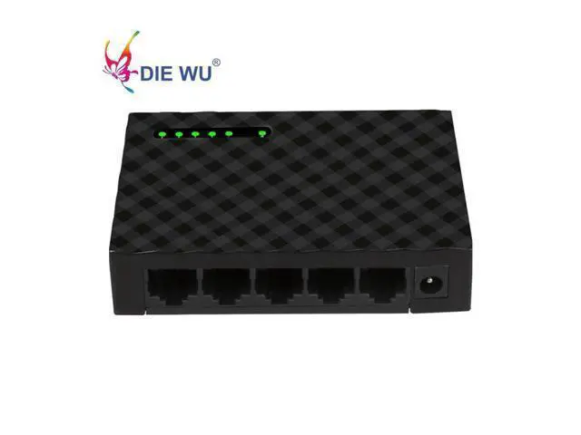 Alt view image 3 of 5 - MINI 5 port Network Switch 10/100 mbps Fast Ethernet Desktop Network Adapter Black