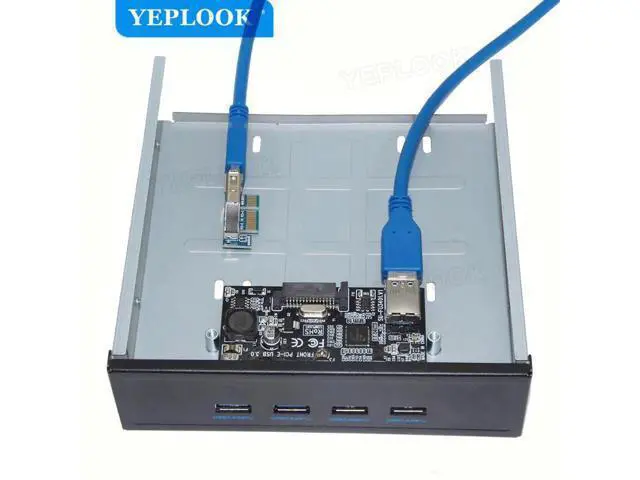 Alt view image 2 of 7 - PCI-E x1 to 4 Port USB3.0 Expansion Card 5.25" Floppy Bay Front Panel with Free 60cm USB3.0 Cable NEC720201 5Gbps for PC Desktop