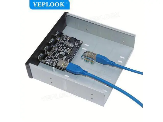 Alt view image 4 of 7 - PCI-E x1 to 4 Port USB3.0 Expansion Card 5.25" Floppy Bay Front Panel with Free 60cm USB3.0 Cable NEC720201 5Gbps for PC Desktop