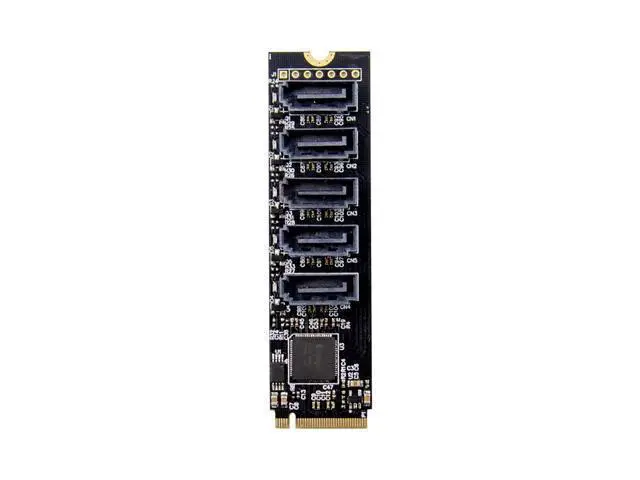 Alt view image 3 of 5 - PCIE X2 M.2 Key M to SATA 3.0 5 Port Sata Expansion Card 6Gb/s JMB585