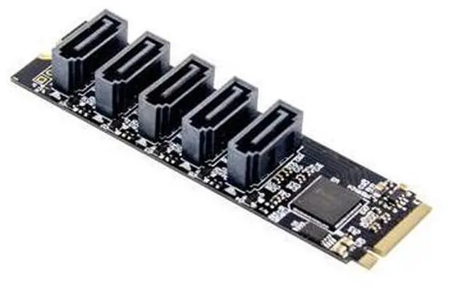 Main image of PCIE X2 M.2 Key M to SATA 3.0 5 Port Sata Expansion Card 6Gb/s JMB585