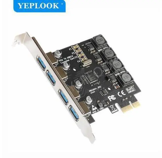 Main image of 4 Ports USB3.0 PCIe X1 X4 X8 X16 Expansion Card PCI-E to External 4 Ports USB3.0 NEC D720201 Independent Power Supply 5Gbps 4*2A