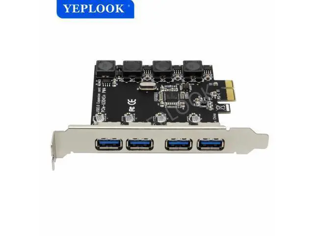 Alt view image 3 of 7 - 4 Ports USB3.0 PCIe X1 X4 X8 X16 Expansion Card PCI-E to External 4 Ports USB3.0 NEC D720201 Independent Power Supply 5Gbps 4*2A