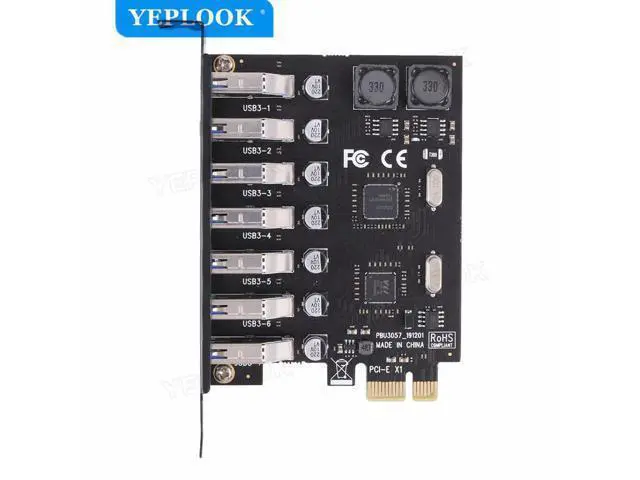 Alt view image 2 of 5 - USB 3.0 PCI-E Expansion Card 7 Ports USB 3.0 Hub Adapter External Controller Card 5Gbps for PC Computer Desktop Dual NEC Chipset