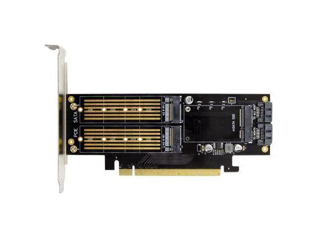 Alt view image 3 of 6 - PCIE mSATA + M.2 B&M Key SSD NVMe Adapter 6Gb/s