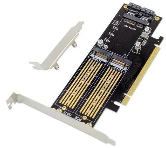 Alt view image 4 of 6 - PCIE mSATA + M.2 B&M Key SSD NVMe Adapter 6Gb/s