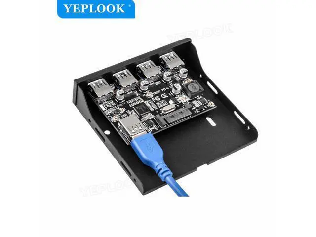 Alt view image 2 of 5 - PCI-E to 4 Port USB3.0 3.5" Floppy Drive Front Panel Bracket Expansion Card 5Gbs PCIe x1 Riser Cable 60cm Chipset NEC720201