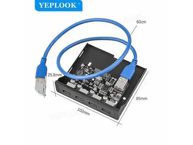 Alt view image 4 of 5 - PCI-E to 4 Port USB3.0 3.5" Floppy Drive Front Panel Bracket Expansion Card 5Gbs PCIe x1 Riser Cable 60cm Chipset NEC720201